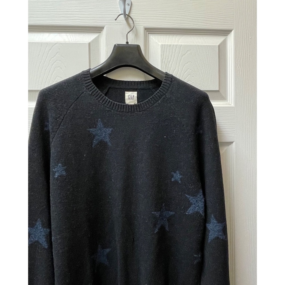 Gap Men's Size Large Star‎ Merino Wool Blend Crew Neck Sweater Ribbed Hem